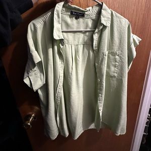 Mint green button down